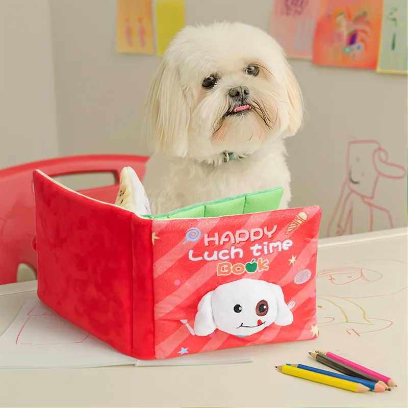 

Ins Cute Menu Nose Smell Dog Toy Squeak Stuffed Toy Simulation Puppy Book Pet Interactive Toy Photo Props for Birthday Gifts
