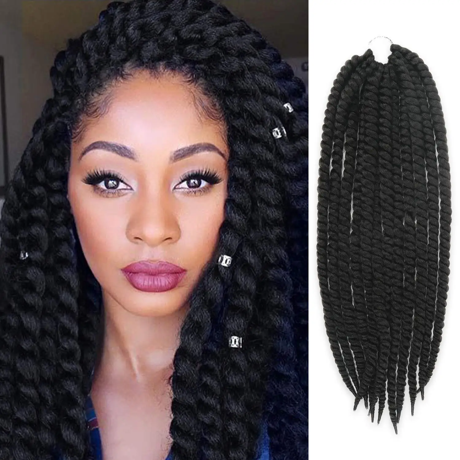 Synthetic Mambo twist crochet braids jumbo hair African wig thick twist crochet braids Jumbo Hair Havana hair hava