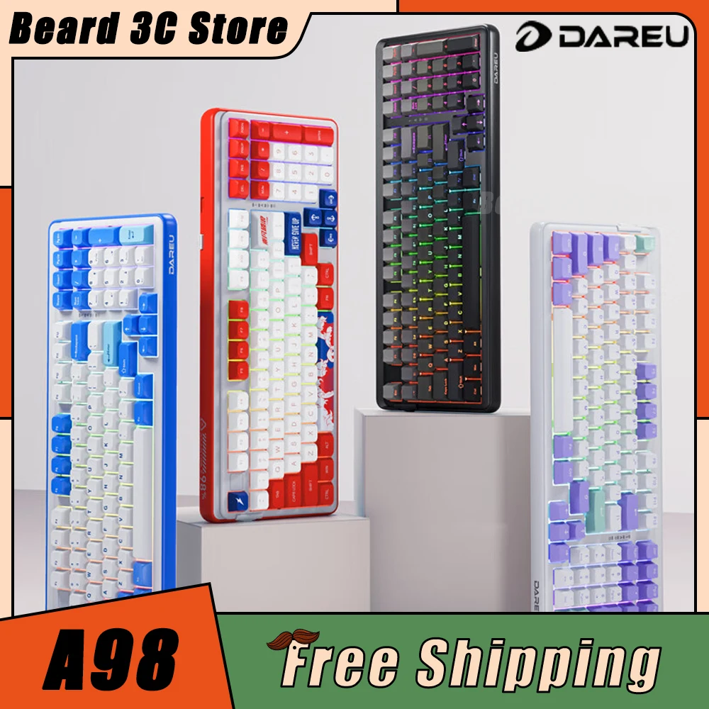 Механическая клавиатура Dareu A98 Master, трехрежимная RGB клавиатура с горячей заменой, 98% раскладка, Беспроводная игровая клавиатура, ПК