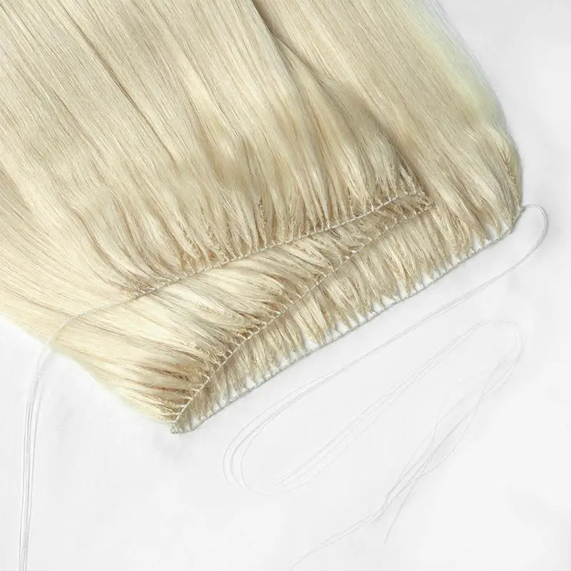 Human Hair Extensions Invisible Feather Tip Straight Blonde 50cm 120strands