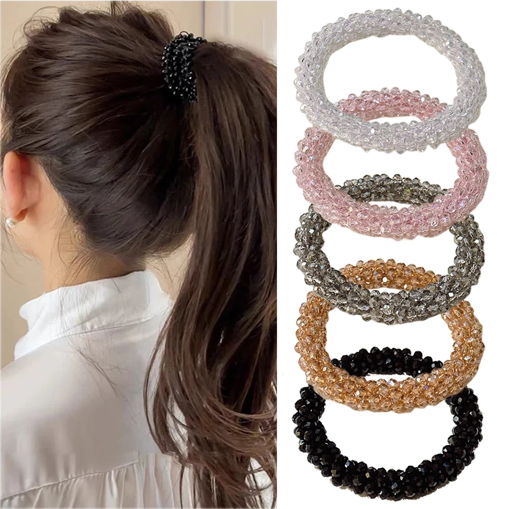 Embroidered solid color hair ties, luxurious synthetic crystal hair rope for women, hair accessories Scrunchies, head covers for daily use.