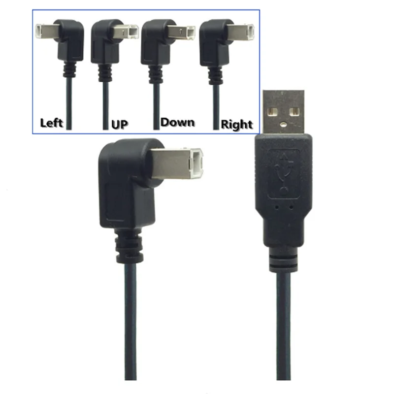 

Кабель USB Type A папа-Type B папа 90 градусов вверх и вниз, левый и правый угловой кабель USB 2,0 для сканера и принтера 150 см 5 футов