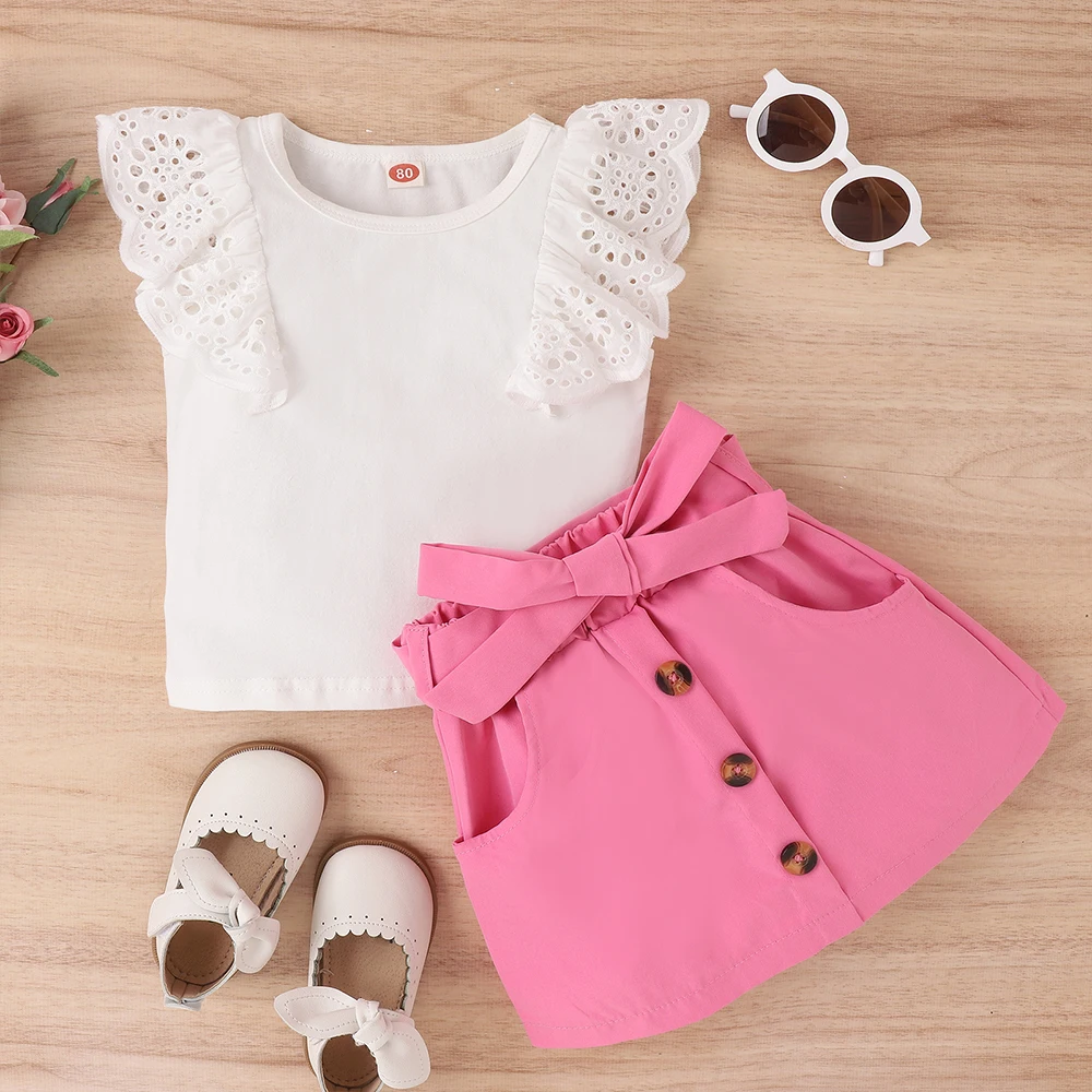 

1-6Y Dress For Baby Girls Clothes Short Sleeve Tops +Skirt Children Clothing Newborn Bodysuits Infant Outfit Floral Princess Dre