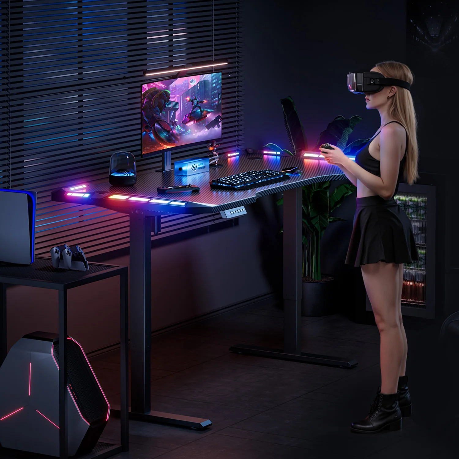 Electric Height Adjustable LED Gaming Desk 2
