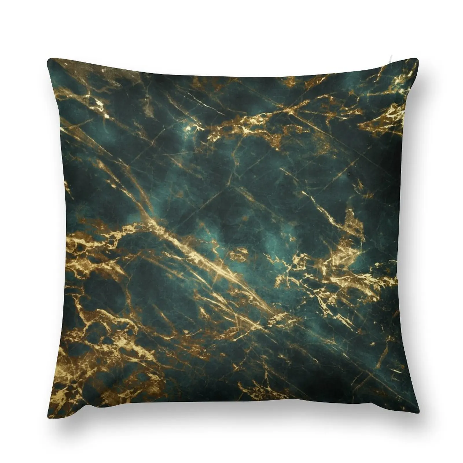 

Lavish (Faux) Velvet Green (Faux) Marble With Ornate (Faux) Gold Veins Throw Pillow sleeping pillows Plaid Sofa
