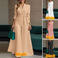 Claudia Long Sleeve Belted Wide Leg Pant Set 12