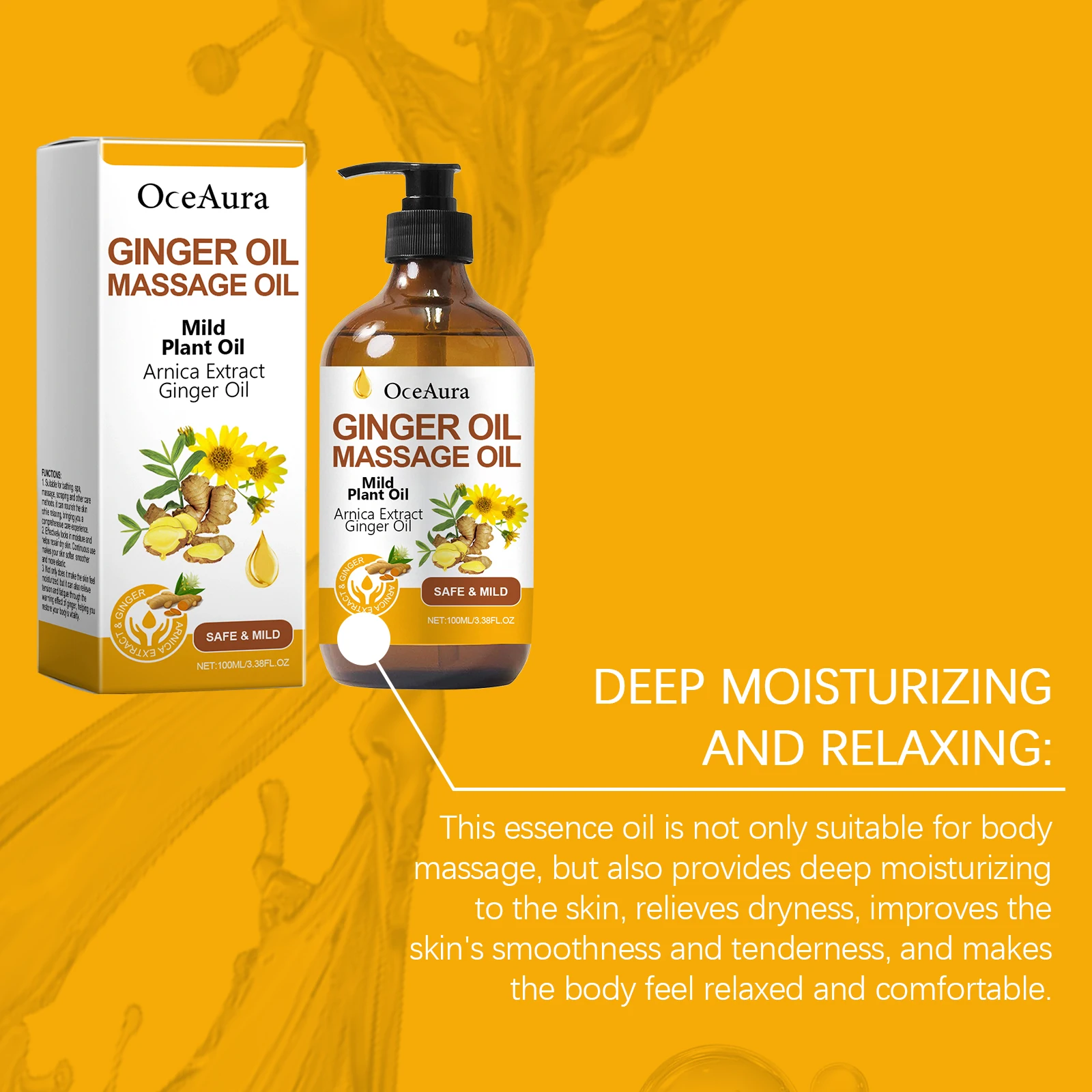 Body Relaxing Essential Oil Ginger Massage Oil Improve Rough Dry Skin Relieve Muscle Fatigue Body Nourishing Soft Care