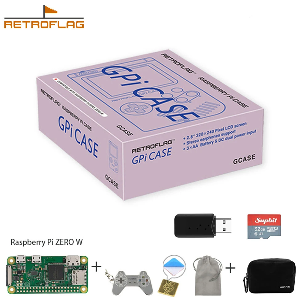 In Stock! Retroflag GPi CASE Kit with 32G Micro SD Card Heatsink Carrying Bag for Raspberry Pi Zero / Zero W / Zero 2 W