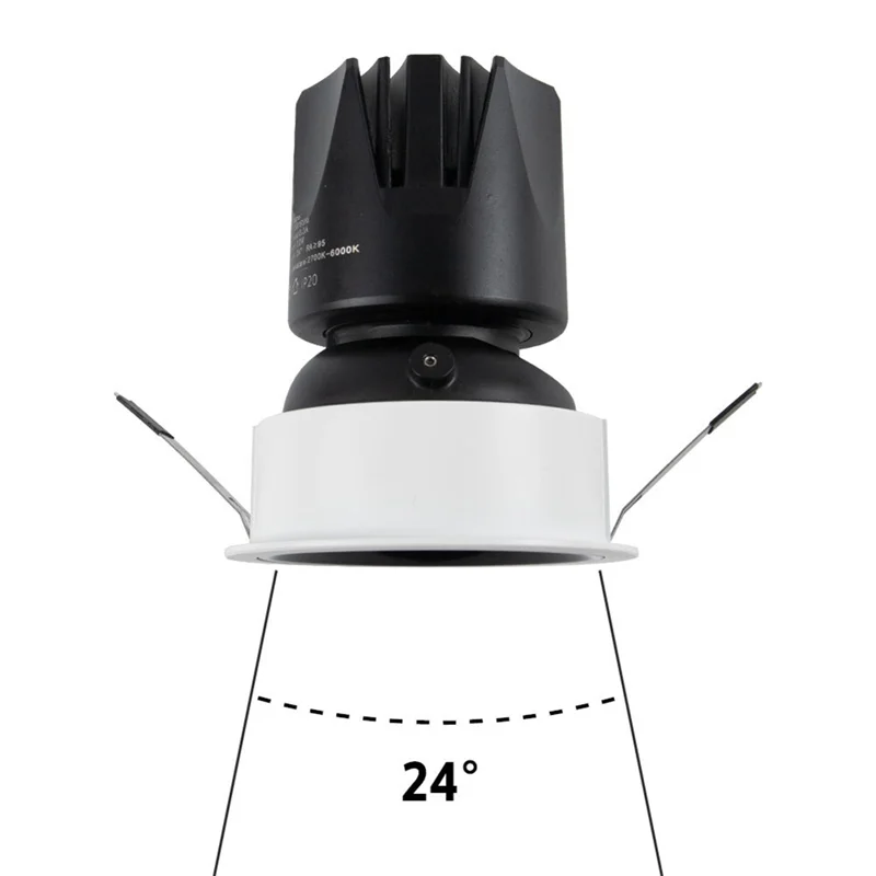 LICE-Tuya Zigbee 스마트 디밍 스포트라이트 디밍이 가능한 천장 조명 원형 매입형 각도 조절 가능 24 ° 각도