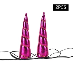 Enchanting Unicorn Headband Duo with Vibrant Manes and Magical Horns - Perfect for Whimsical Celebrations (Rose red)