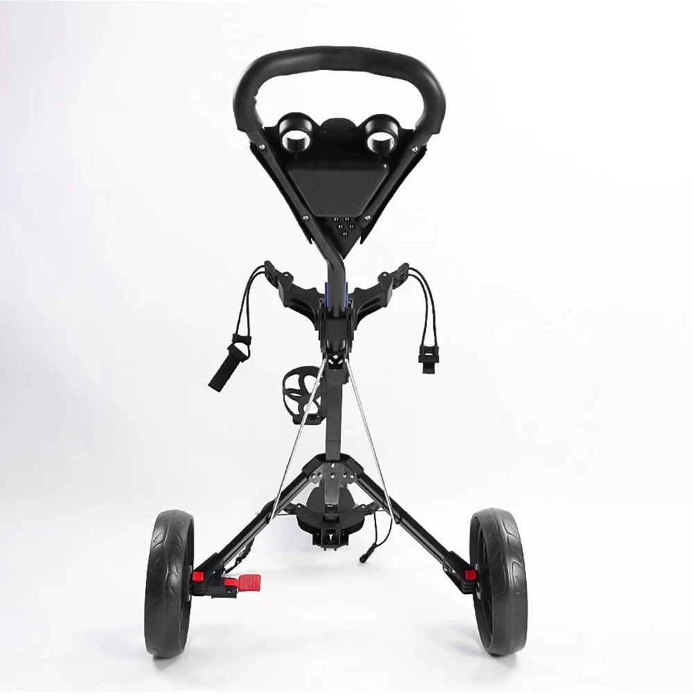 Easy to Fold Caddy Cart Pushcart Ultra Lightweight Foldable Storage Golf Bag Trolley 3 Wheel Golf Push Cart