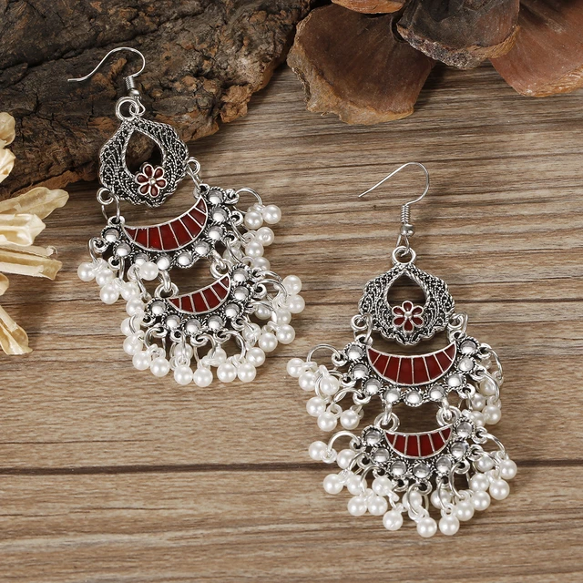 Buy Red Earrings for Women by Anika's Creation Online | Ajio.com