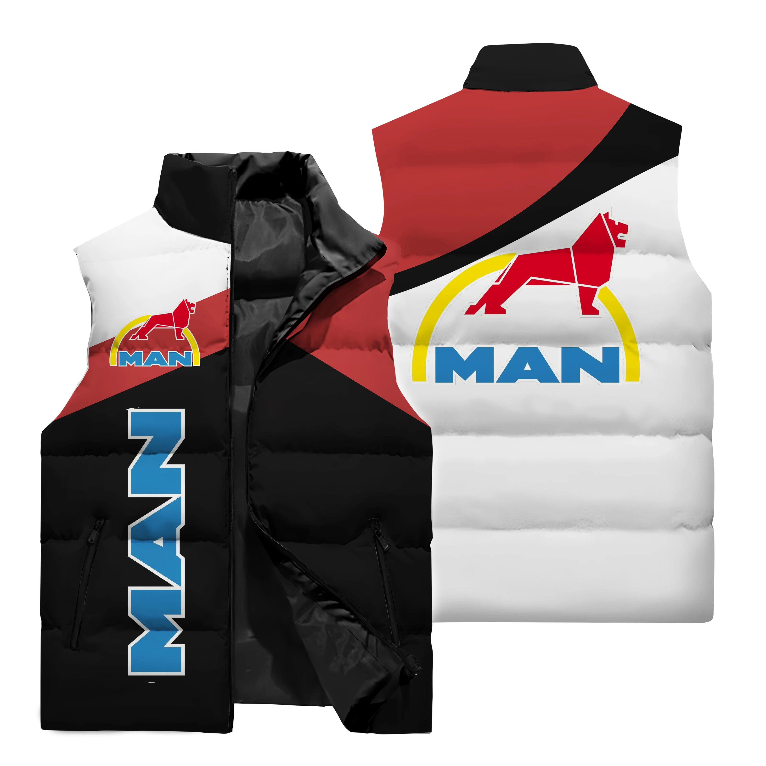 thumbnail image 4 of Chaqueta sin mangas con estampado 3D del logotipo de camionero para hombre, camiseta para andar en motocicleta al aire libre, chaqueta cálida a prueba de viento, 4 of 5