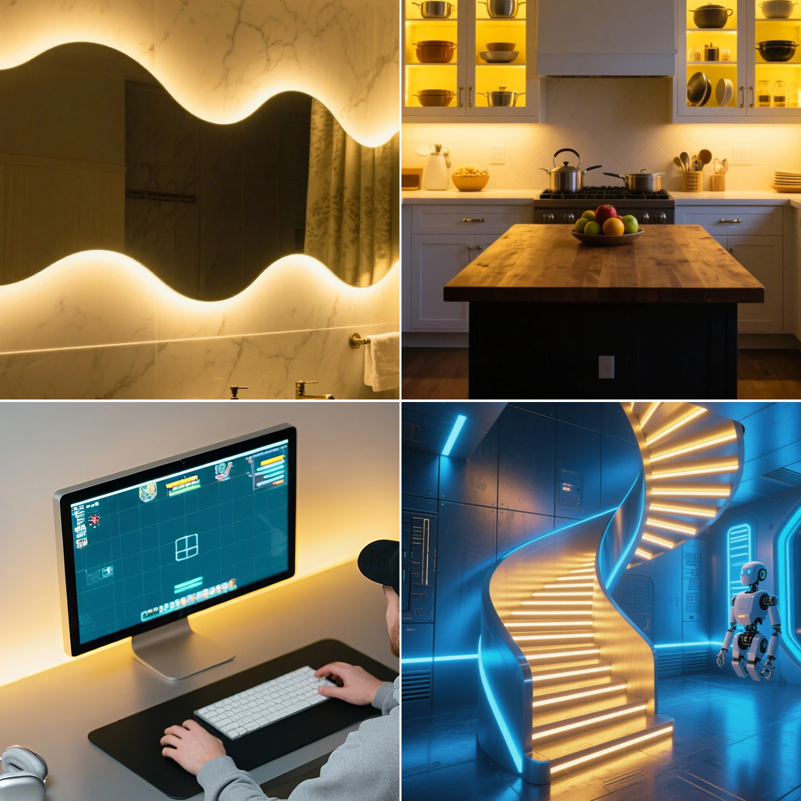 Enhanced LED Strip Light - Flexible DIY Lighting with High CRI Adhesive, Various Lengths and Color Temperatures