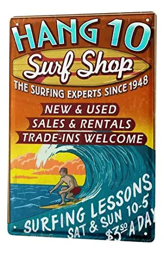 

Metal Sign Work Room Surf Shop Metal Plaque 12x8 Inches