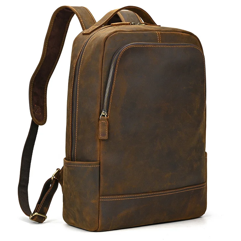 

Винтажный рюкзак Crazy Horse для мужчин, дорожные сумки из натуральной воловьей кожи, школьный ранец для ноутбука