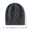 100% Pure Cashmere Hat Women Winter Knitted Twisted Flower Cap Beanies Warm Soft Knit Headgears Lady Hats Ear Protect Skullies 2