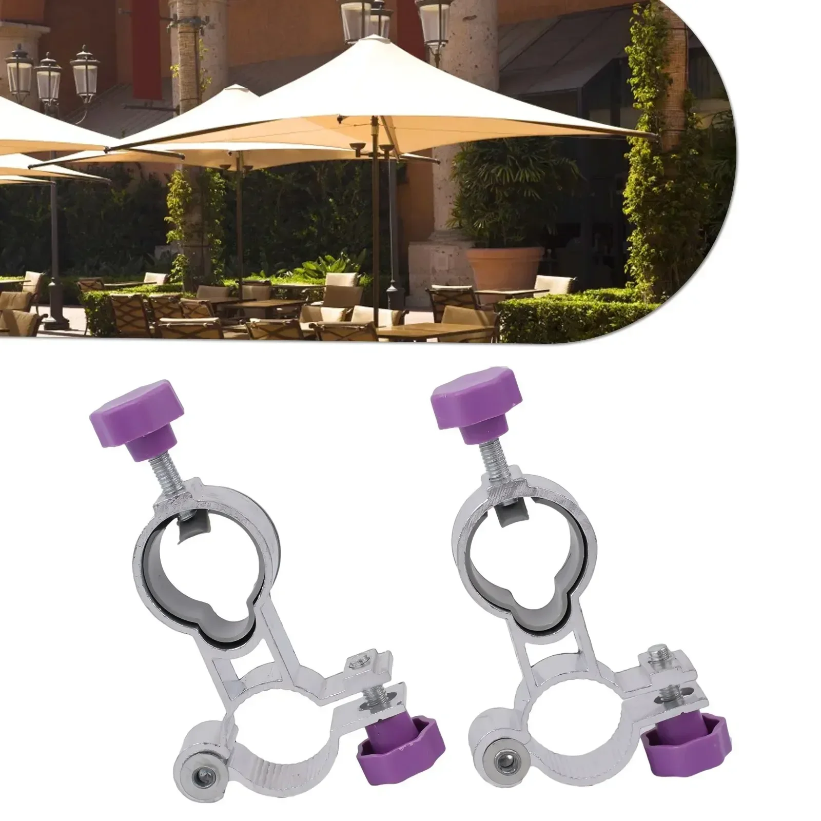 2Pcs Fixed Clip Brackets Clip On Mount 25mm For Outdoor Garden Chair Parasol Patio Balcony Deck Umbrella Holder