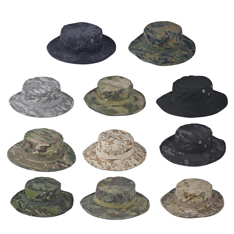 Camouflage Boonie Men Hat Bucket Hats Summer Cap Hunting Hiking Outdoor Camo Sun Caps