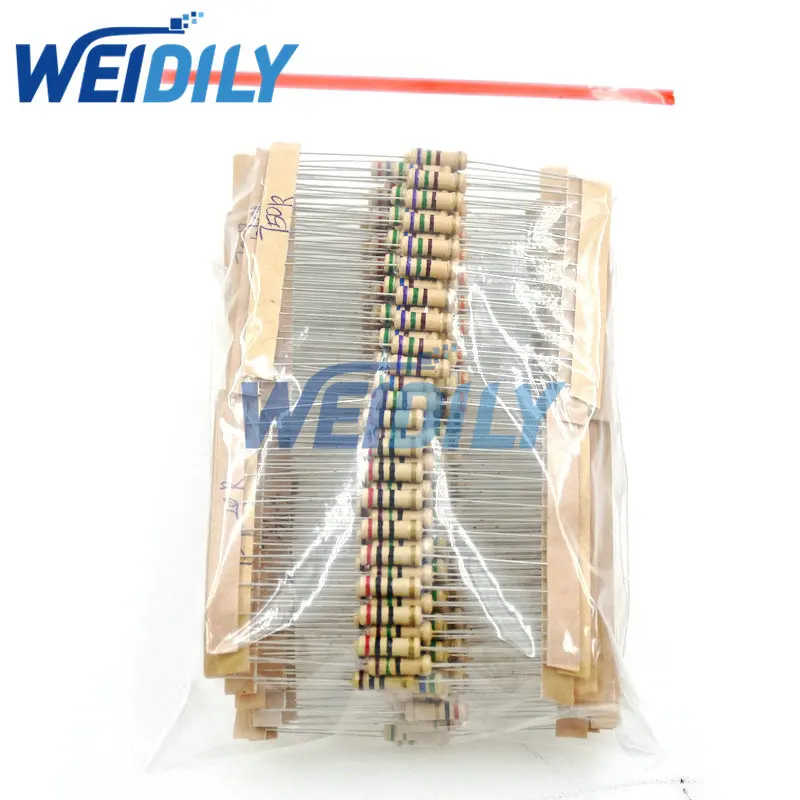 300PCS Resistor Kit 1W 0.1-750 ohm 5% 30values X 10pcs Carbon Film Resistance Set 0.1R-750R carbon film resistor