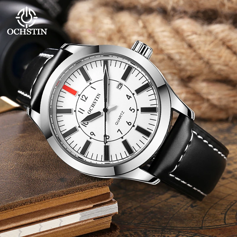 OCHSTIN Legendary Series New Fashion Leather Quartz Watch Classic Modern Beauty Business Style Men's Quartz Watch Charm