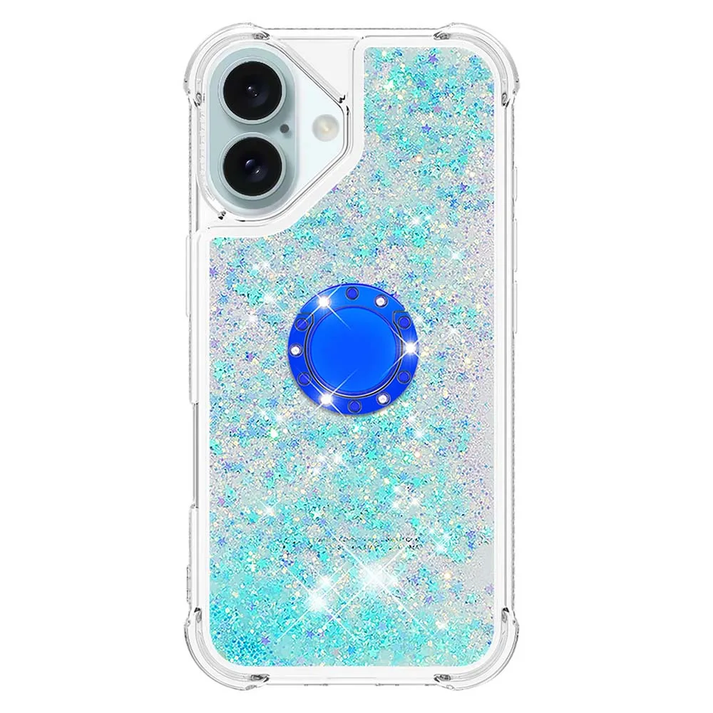 Gradient Glitter Quicksand Case with Anti-Fall Ring Holder Stand