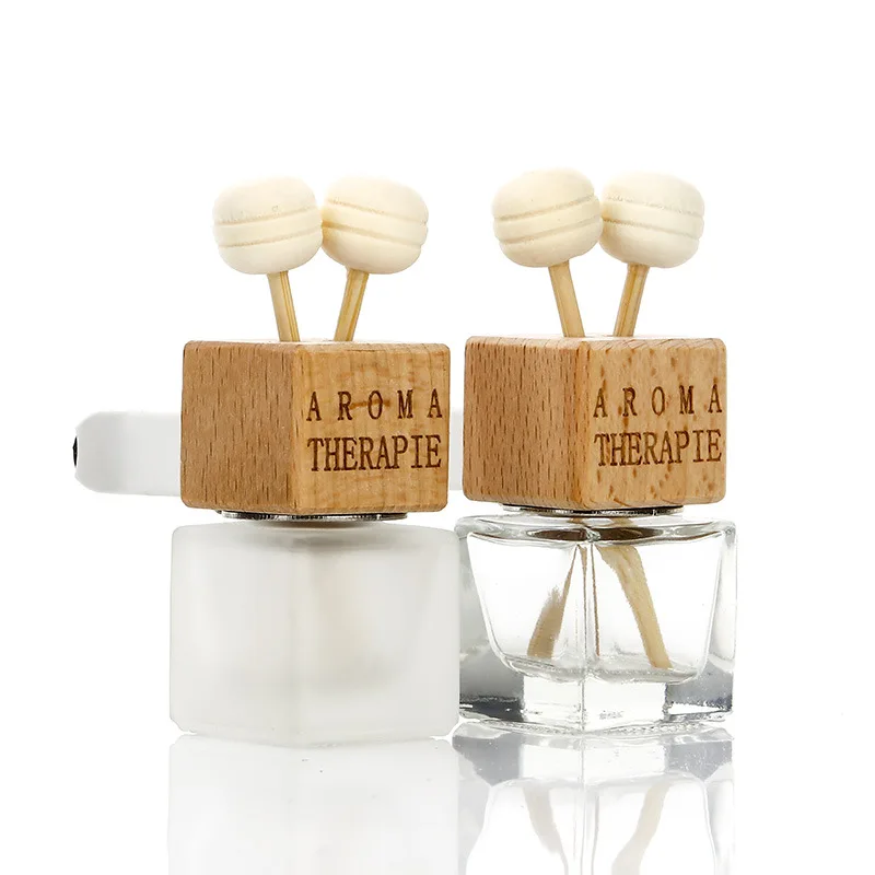 100Pcs 8ml Clear Glass Car Air Freshener Perfume Clip Diffuser Empty Essential Oil Vials Bottles Vent Outlet With Wooden Cap | Красота и