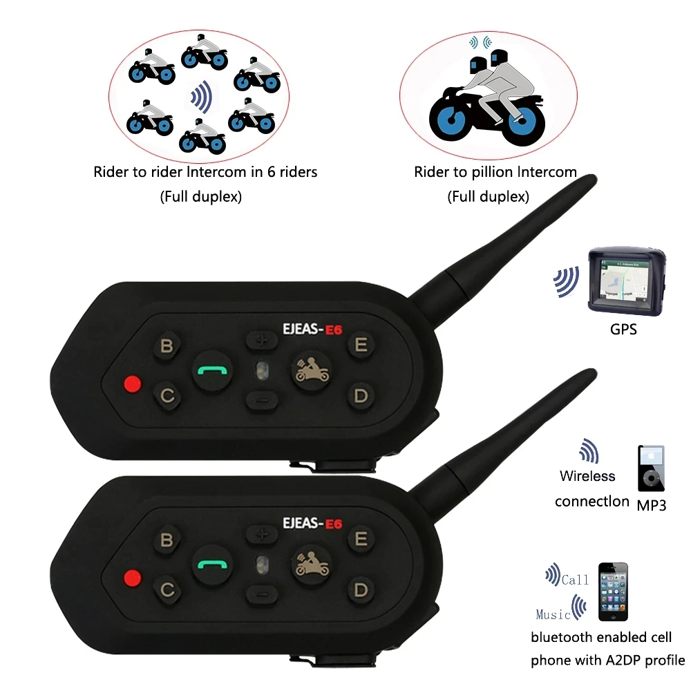 EJEAS E6 Helmet Intercom 6 Riders1200M Motorcycle Bluetooth Headset Walkie Talkie BT Interphone | Автомобили и мотоциклы