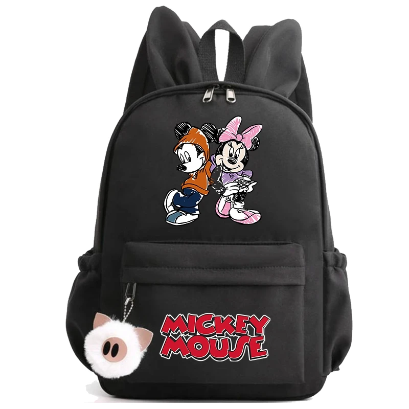 

Disney Mickey Mouse Backpack Teenager Girl Canvas Backpack Schoolbag Large Capacity Schoolbag Bookbag Rucksack Travel Bag