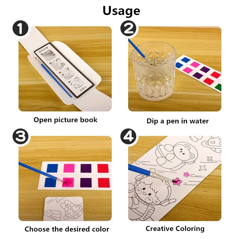 Книжка-раскраска «сделай сам» для детского сада, портативная ручка для рисования акварелью и граффити, принадлежности для школы и офиса
