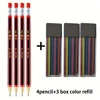Plastic Mechanical Automatic Pencil 2.0 Replaceable Black Refill Color Lead Sharpener Hexagonal Barrel For Writing 12 Color 3