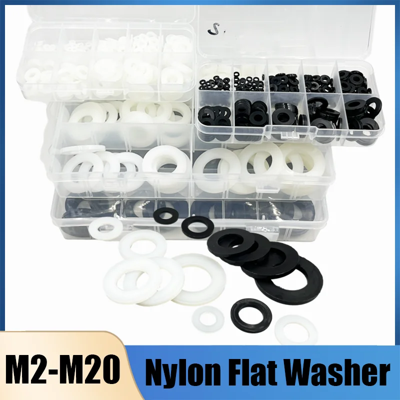 Nylon Washers Flat Metric Sealing Spacer Gasket Ring M2 M2.5 M3 M4 M5 M6 M8 Black White Plastic Sealing Hard For Screw