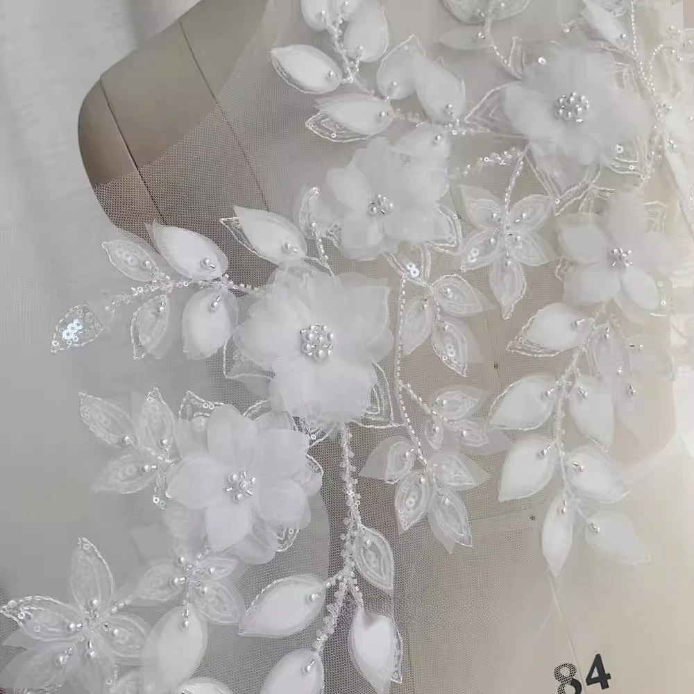 Handcrafted Natural White 3D Floral Lace Nail Beads