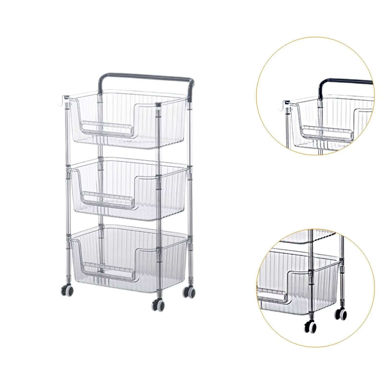Storage Rolling Cart Storage Rack Portable Rolling Utility Cart Trolley Rack for Bathroom Dining Room Laundry Books