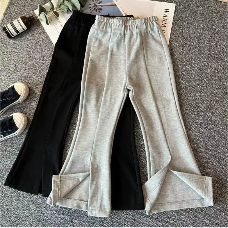 

2024 Korean New Spring Autumn Teens Girl Clothes Fashion Harajuku Loose flared Pant Child High Elastic Waist 4 6 8 10 12 years