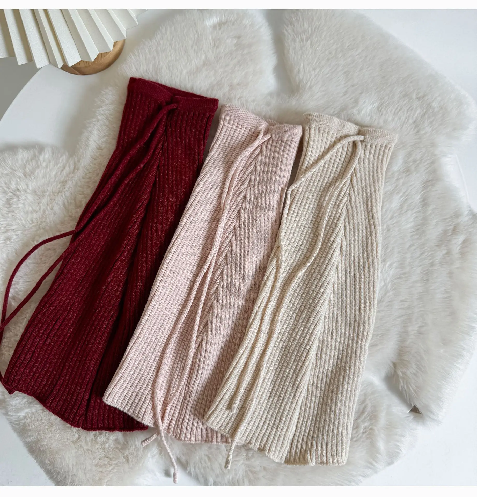 Description Picture 4 of itemJapanese Style Women Girls Knitted Ribbed Leg Warmers Autumn Winter Boots Calf Solid Color Pile Sock Korean Boot Cover