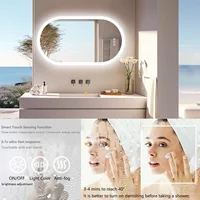 3 Sizes Oval LED Bathroom Mirror Dimmable 3 Colors Light Smart Anti Fog Wall Mounted Vanity Mirror Plug/Hardwire Install - Image 5