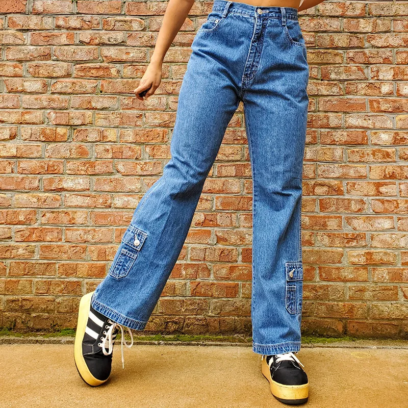 amiri jeans Fashion Women's Jeans Y2K High Waist Straight Denim Jeans Streetwear Autumn Casual Bell-Bottoms Pocket Pants Mom Jeans Trousers amiri jeans