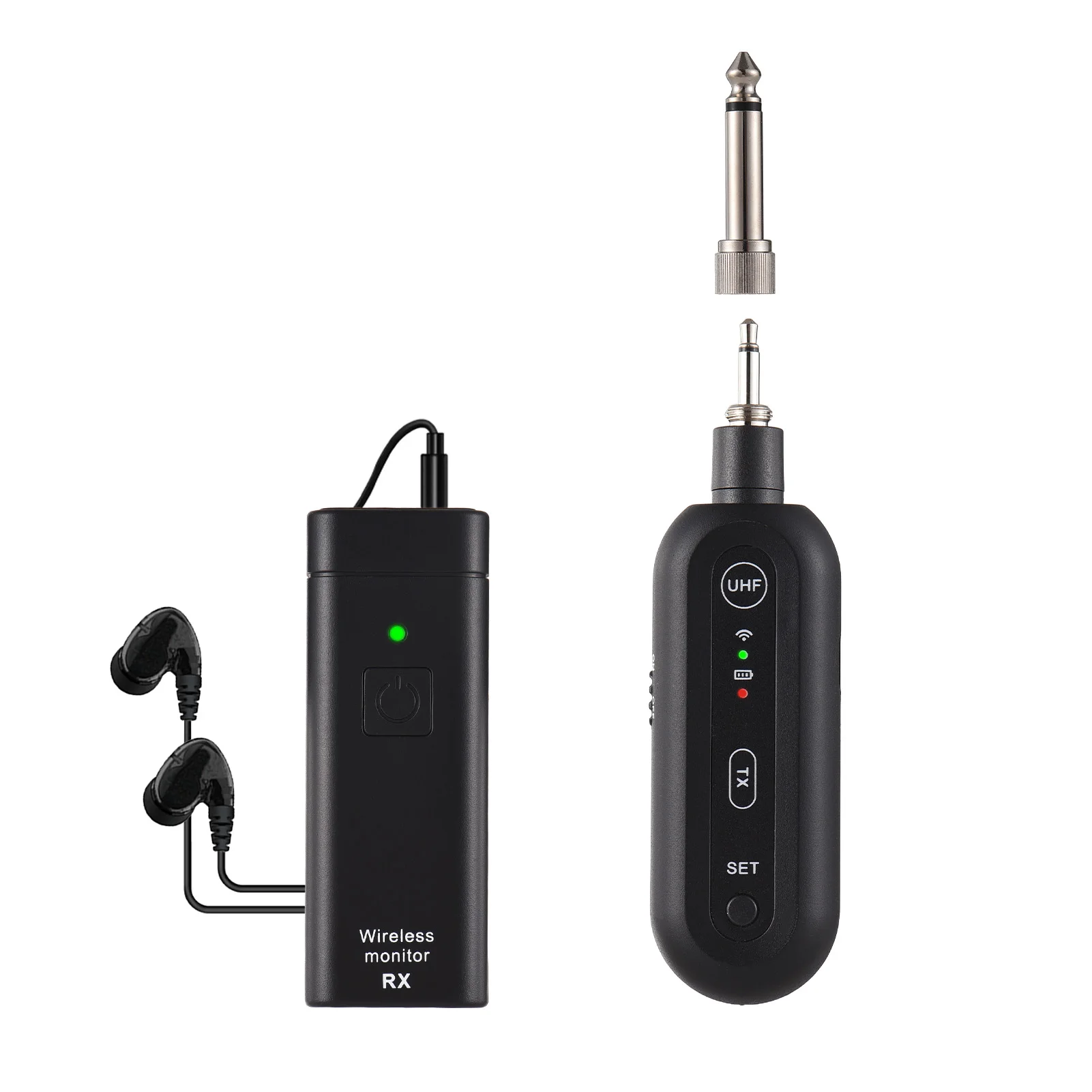 Wireless In-Ear Monitor System UHF 90&deg; Rotate Transmitter Receiver Set Automatic Pairing with Monitor Earphones Plug and Play