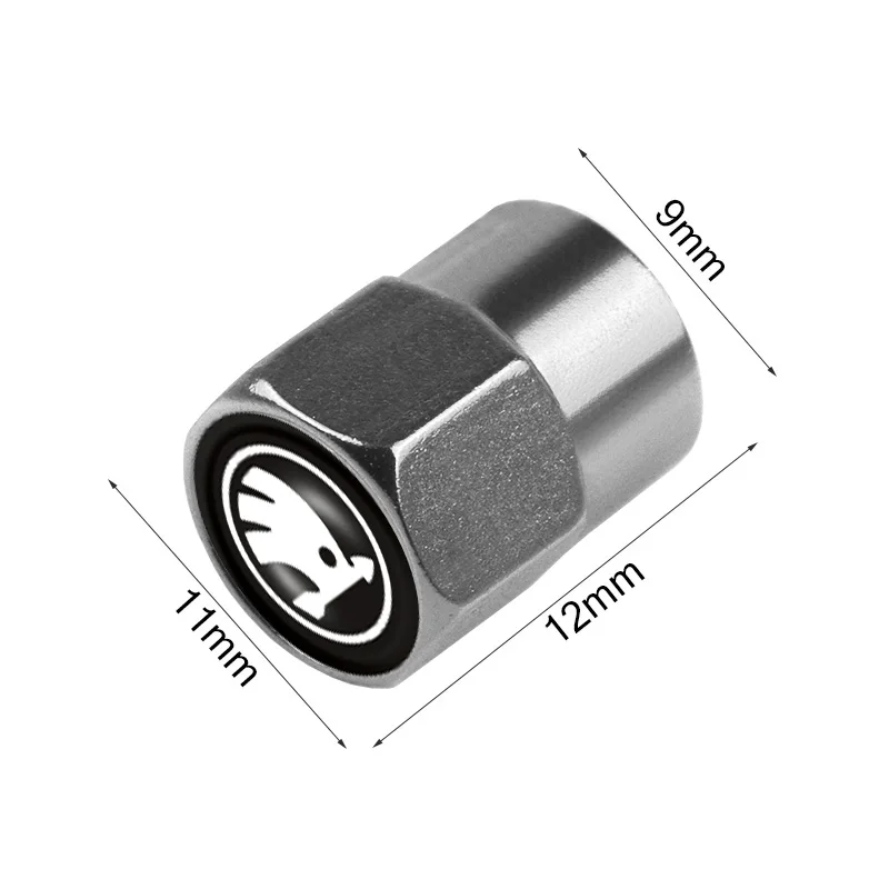 4개입 자동차 스타일링 알루미늄 엠블럼 휠 타이어 밸브 스템 에어 캡 (스코다 파비아, 라피드, 예티, 슈퍼브, 코디악 S, 옥타비아 A5, A7, VRS, VII 용)