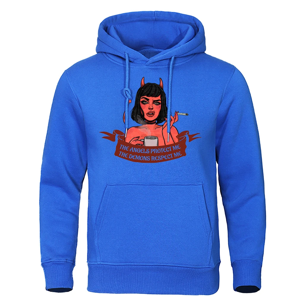 Мужская свободная футболка с принтом ангелов, защитите меня, демонов, уважение меня, свободная футболка, мягкая крутая одежда, хлопковые смешные футболки для мужчин