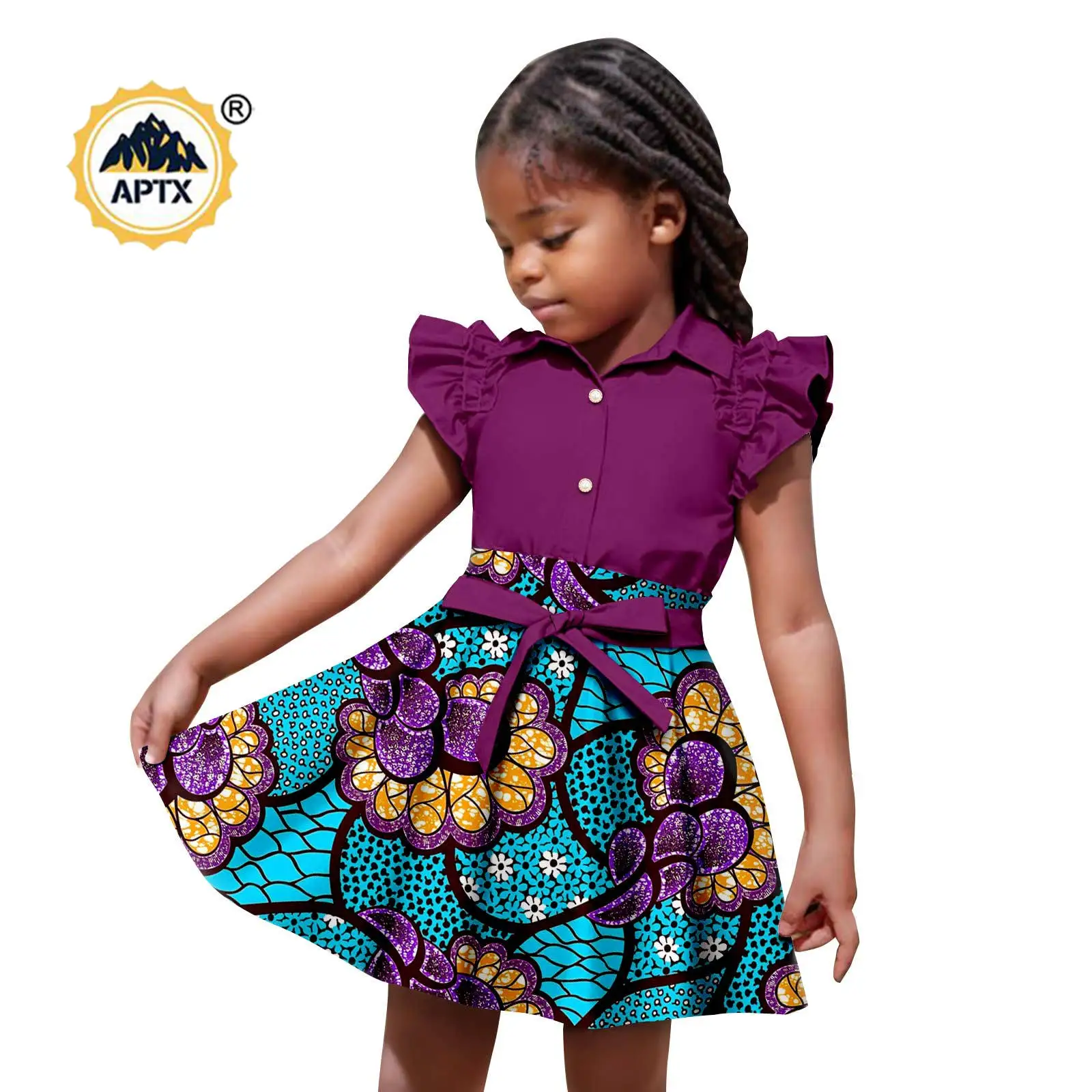 Robes africaines pour bébés filles, bazin riche, manches pétales