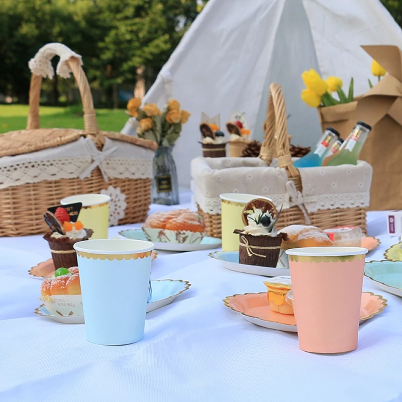 Solid Color Disposable Tableware - Pink  Blue Baby Shower  Birthday Party Supplies