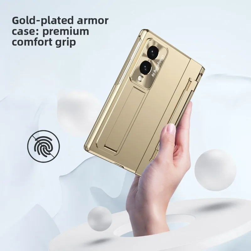 Wide Protective Case with Built-in Magnetic Screen Protector and Textured Metallic Finish - Shockproof and MagSafe Compatible