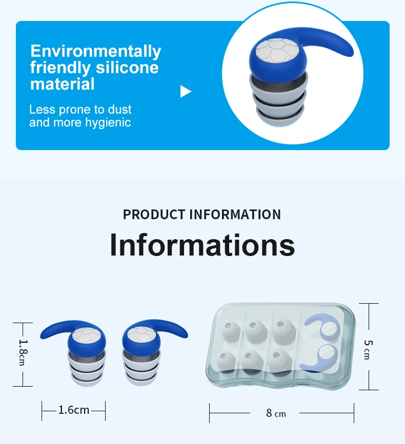 1Set Ohrstöpsel zum Schlafen Tapones Para Dormir Lärmreduzierung Wasserdicht Schwimmen Ohrstöpsel Schutz Oordopjes Ohrstöpsel Set – Detail 24