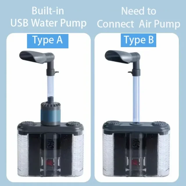 6-IN-1 Aquarium Submersible ตัวกรองภายใน USB ไฟฟ้าถังกรองปลากรองน้ํา Bio-ฟองน้ําปลา Manure เครื่องมือทําความสะอาด 5