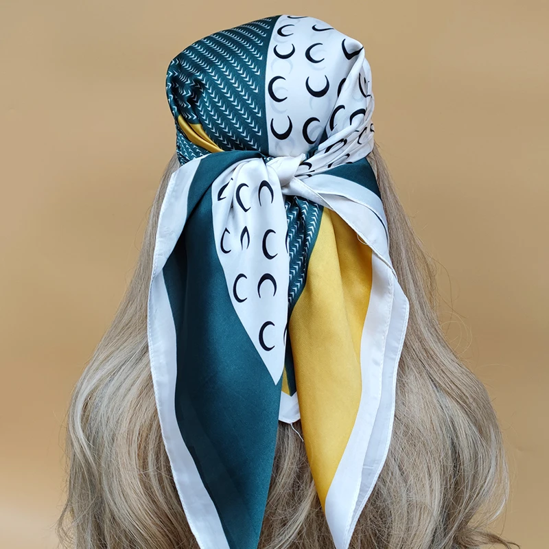 

2023 новый стиль солнцезащитный Шелковый Хиджаб роскошные квадратные шарфы 70x70 см женский головной платок популярного дизайна всесезонный Пляжный платок