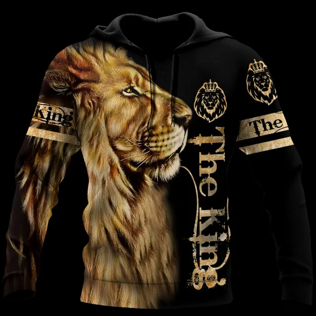 thumbnail image 1 of Sudadera con capucha unisex con estampado 3D de tatuaje de león y tigre de primavera y otoño para hombre, estilo hip hop, estilo Harajuku, básico, de calle, de gran tamaño, 1 of 5