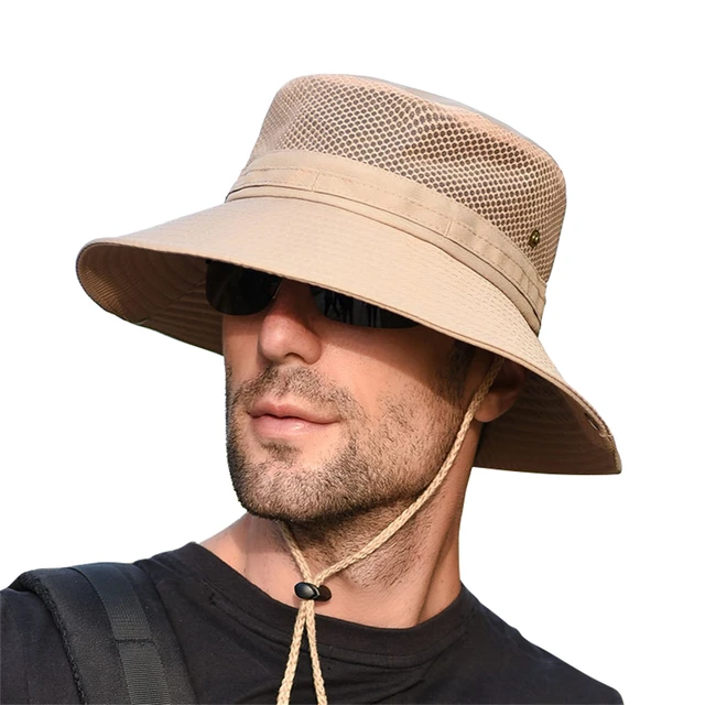 Men's Mesh Breathable Summer Fishing Hat Sun Protection Hiking Cap Outdoor  Fisherman Headgear Wide Brim Bucket Chapeau Wholesale - AliExpress