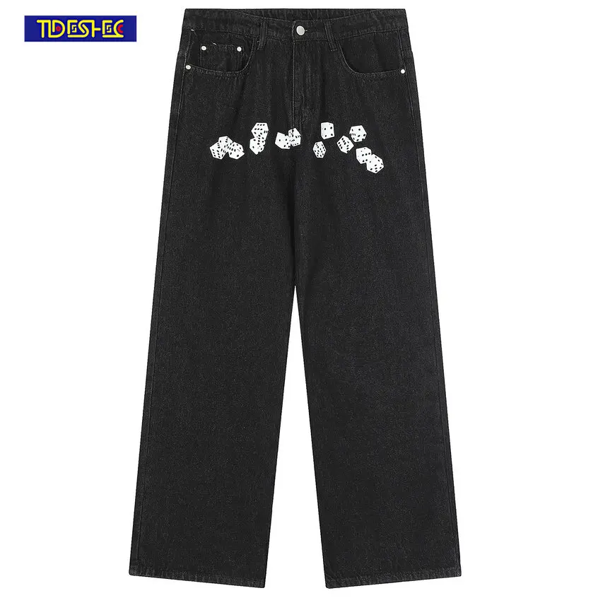 

Street Oversized Baggy Black Summer Trousers Hip Hop Streetwear Loose Funny Y2k Denim Pants Print Graphic Jeans for Men